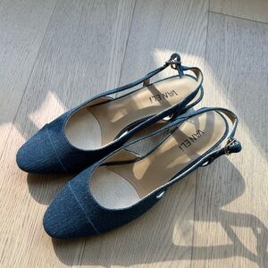 Vaneli Women's Navy Denim Slingback Flats